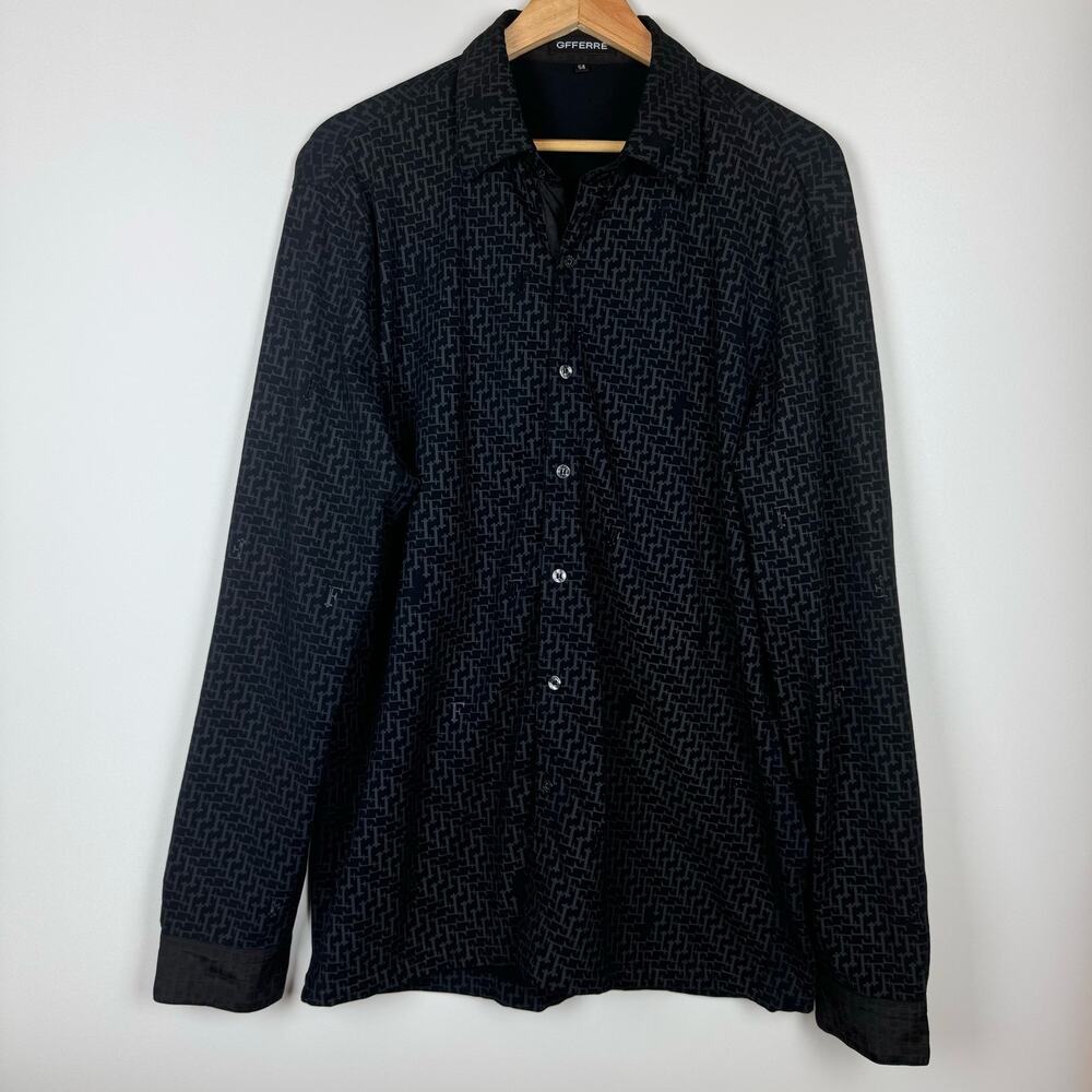 GFFERRE Men Black Dress Shirt Size EU 54/ US L